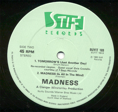 Madness : Tomorrow's (Just Another Day) (Warped 12" Version) (12", Ltd)