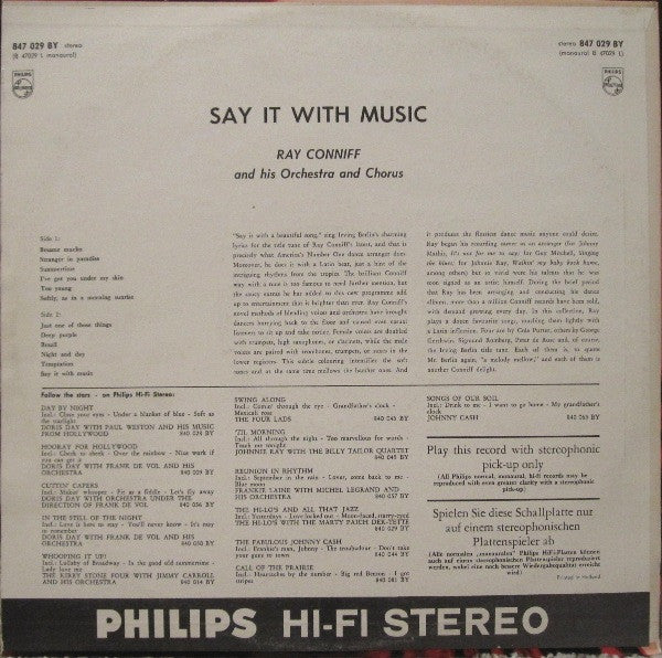 Ray Conniff And His Orchestra & Chorus : Say It With Music (A Touch Of Latin) (LP, Album)