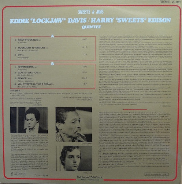 Eddie "Lockjaw" Davis / The Harry "Sweets" Edison Quintet : Sweets & Jaws (LP, Album)