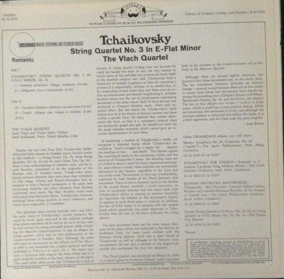 Pyotr Ilyich Tchaikovsky, Vlach Quartet : String Quartet No. 3 In E-Flat Minor Op. 30 (LP, Album)