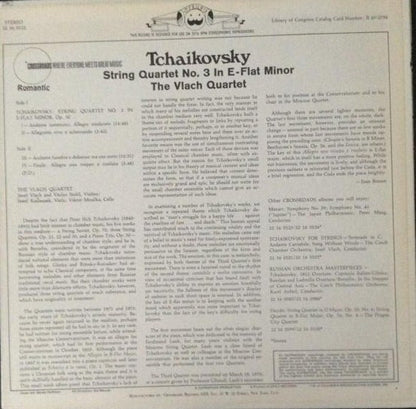 Pyotr Ilyich Tchaikovsky, Vlach Quartet : String Quartet No. 3 In E-Flat Minor Op. 30 (LP, Album)