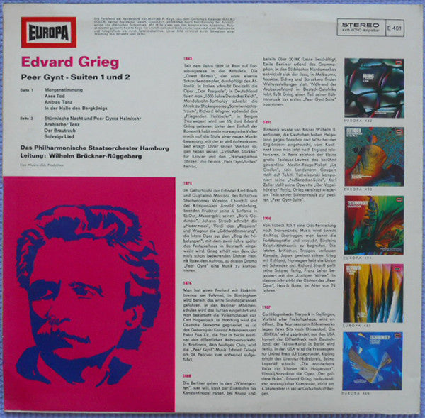 Edvard Grieg, Philharmonisches Staatsorchester Hamburg, Wilhelm Brückner-Rüggeberg : Peer Gynt Suiten (LP)