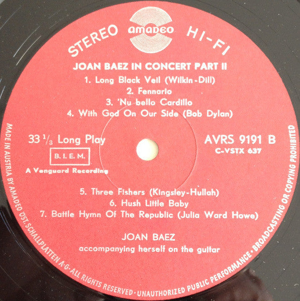 Joan Baez : In Concert Part 2 (LP, Album)