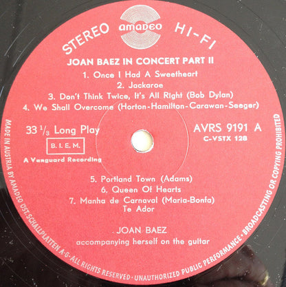 Joan Baez : In Concert Part 2 (LP, Album)