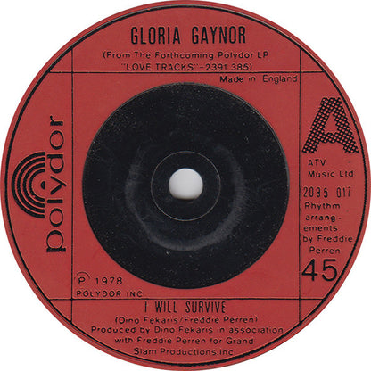 Gloria Gaynor : I Will Survive (7", Single, Red)