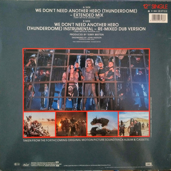 Tina Turner : We Don't Need Another Hero (Thunderdome) – Extended Mix (12", Single)