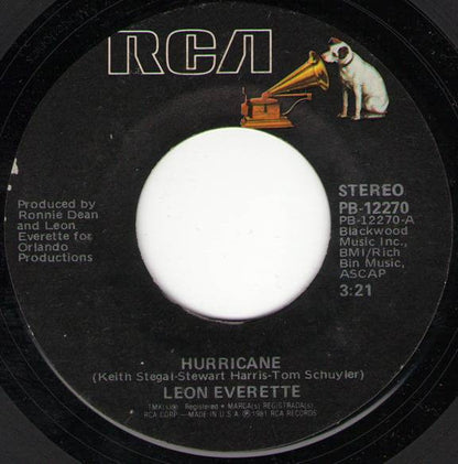 Leon Everette : Hurricane (7", Single, Styrene, Ind)