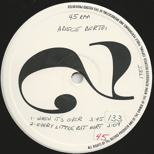 Adele Bertei : When It's Over (12", Promo)