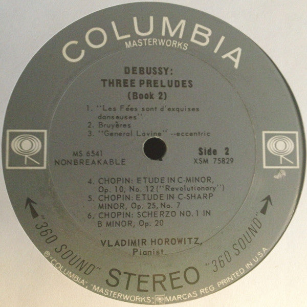 Vladimir Horowitz / Ludwig van Beethoven / Claude Debussy / Frédéric Chopin : In His First Recordings Of: Beethoven: "Pathétique" Sonata / Debussy: Three Preludes / Chopin: Two Etudes / Chopin: Scherzo No. 1 In B Minor (LP, Album, Pit)