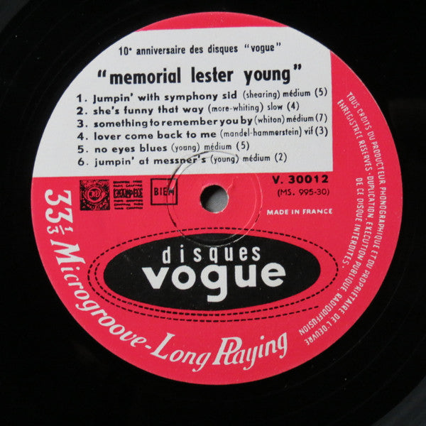 Lester Young : Memorial Lester Young (LP, Comp)