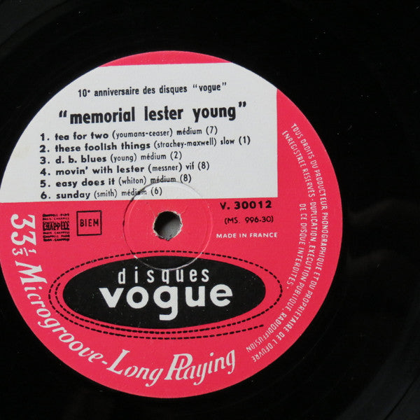 Lester Young : Memorial Lester Young (LP, Comp)