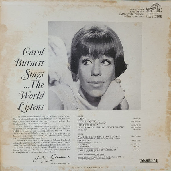 Carol Burnett : Carol Burnett Sings (LP, Album)