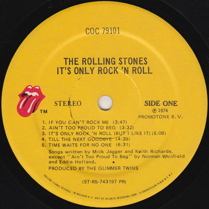 The Rolling Stones : It's Only Rock 'N Roll (LP, Album, PR )