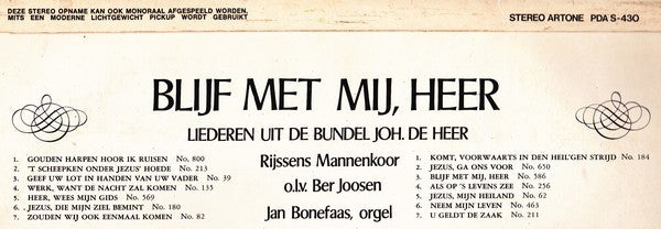 Rijssens Mannenkoor o.l.v. Ber Joosen, Jan Bonefaas : Blijf Met Mij, Heer (LP)