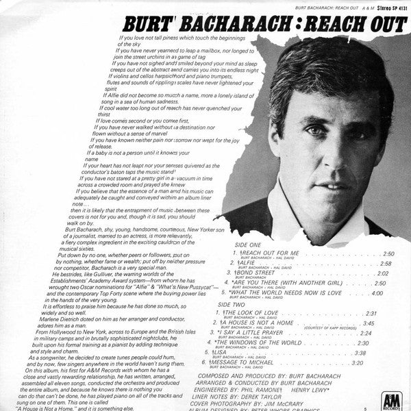 Burt Bacharach : Reach Out (LP, Album)