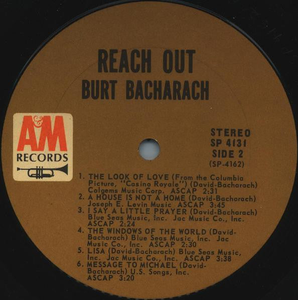 Burt Bacharach : Reach Out (LP, Album)