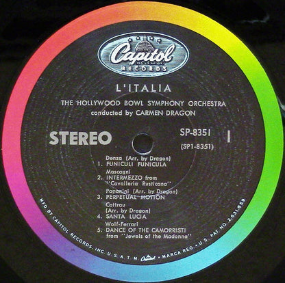 The Hollywood Bowl Symphony Orchestra Conducted By Carmen Dragon : L'Italia (LP)