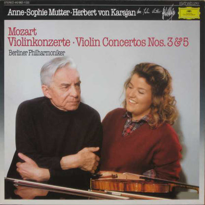 Wolfgang Amadeus Mozart - Berliner Philharmoniker, Herbert Von Karajan, Anne-Sophie Mutter : Violin Concertos Nos. 3 & 5 (LP, Album)