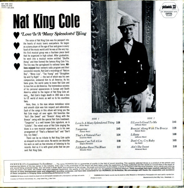 Nat King Cole : Love Is A Many Splendored Thing (LP, Comp)