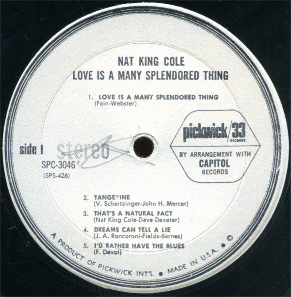 Nat King Cole : Love Is A Many Splendored Thing (LP, Comp)