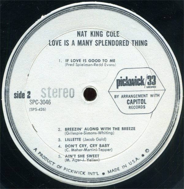 Nat King Cole : Love Is A Many Splendored Thing (LP, Comp)