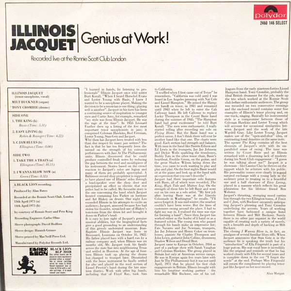 Illinois Jacquet : Genius At Work! (LP, Album)