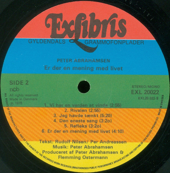 Peter Abrahamsen : Er Der En Mening Med Livet (Digte Af Rudolf Nielsen Sunget Af Peter Abrahamsen) (LP, Album)