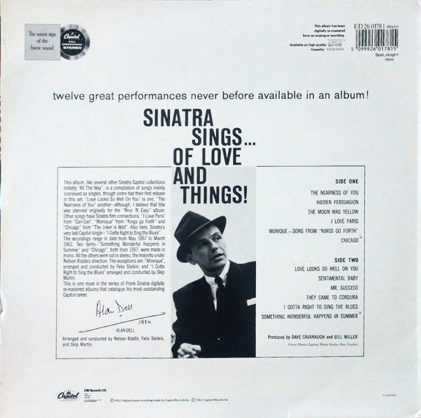 Frank Sinatra : Sinatra Sings...Of Love And Things (LP, Comp, Mono, RM)