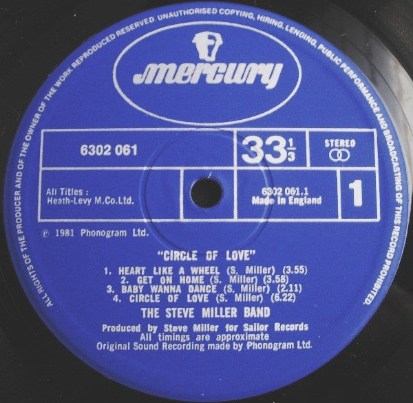 Steve Miller Band : Circle Of Love (LP, Album)