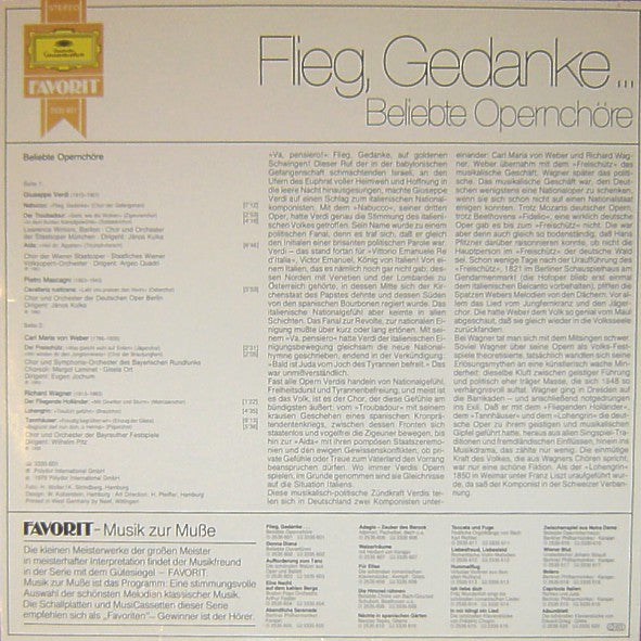 Various : Flieg, Gedanke Beliebte Opernchöre (LP, Comp)