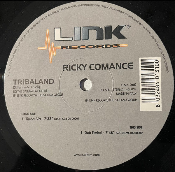 Ricky Comance : Tribaland (12")