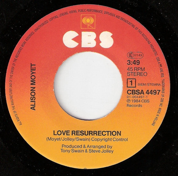 Alison Moyet : Love Resurrection (7", Single)