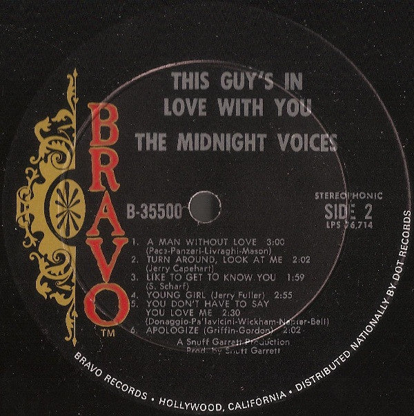 The Midnight Voices : This Guy's In Love With You (LP, Album, Mon)