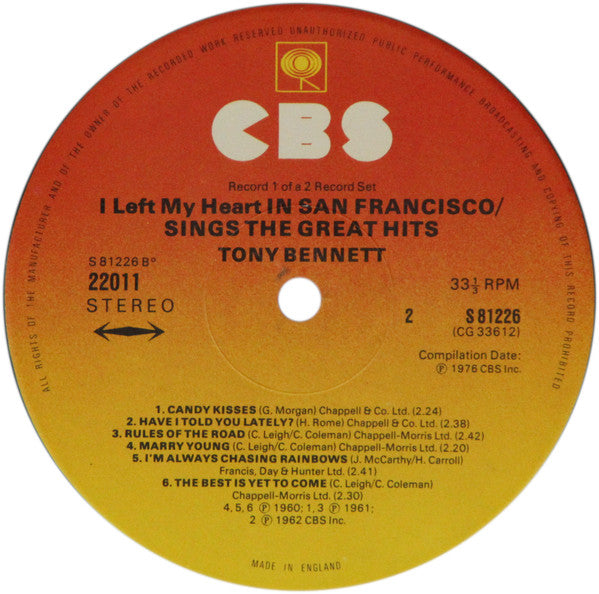 Tony Bennett : I Left My Heart In San Francisco / Tony Sings The Great Hits (2xLP, Comp)