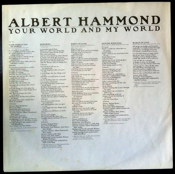 Albert Hammond : Your World And My World (LP, Album)