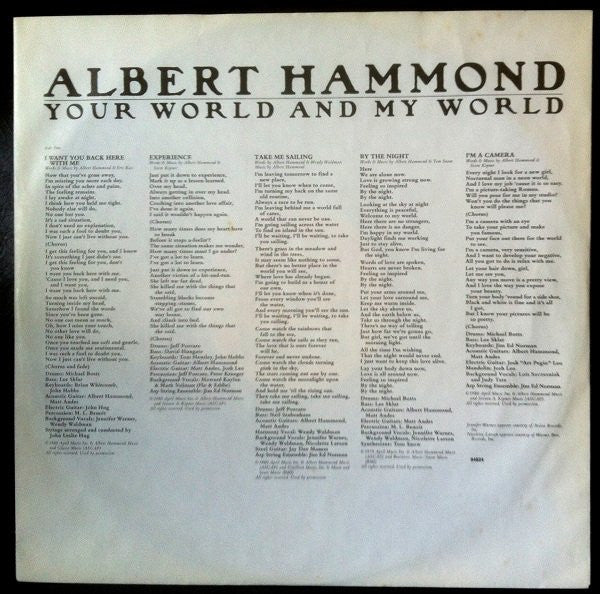 Albert Hammond : Your World And My World (LP, Album)