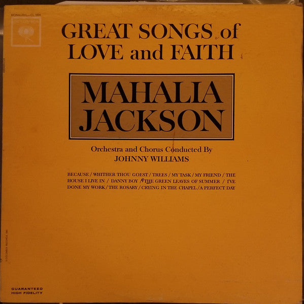 Mahalia Jackson : Great Songs Of Love And Faith (LP, Mono)