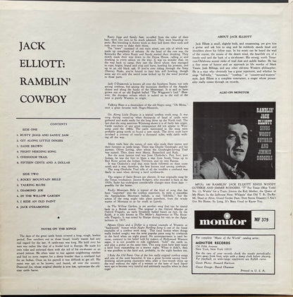 Ramblin' Jack Elliott : Jack Elliott:  Ramblin' Cowboy (LP, Album, Mono)