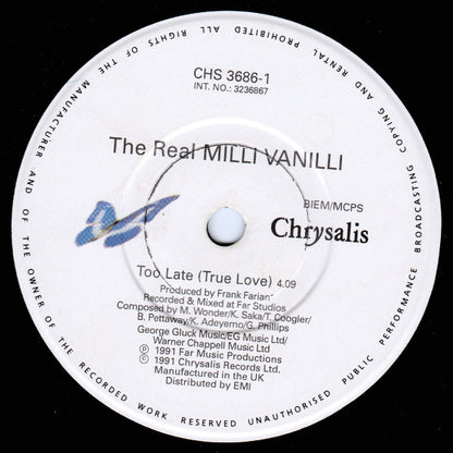 The Real Milli Vanilli : Too Late (True Love) (7", Single)