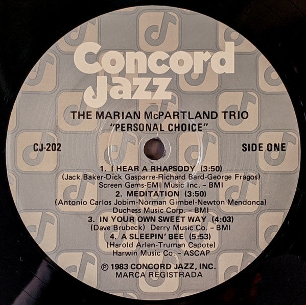 Marian McPartland Trio : Personal Choice (LP, Album)