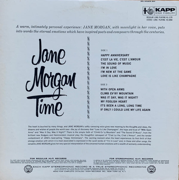 Jane Morgan : Jane Morgan Time (LP)