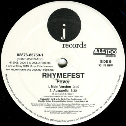 Rhymefest : Fever (12", Single, Promo)