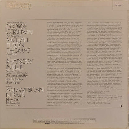 George Gershwin Accompanied By Michael Tilson Thomas Conducting The Columbia Jazz Band : Rhapsody In Blue (The 1925 Piano Roll) (LP, Album, Quad, Ter)