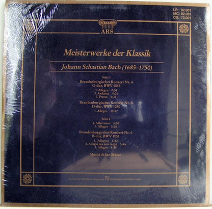 Johann Sebastian Bach, Musici Di San Marco / Luigi Varese : Meisterwerke Der Klassik, Brandenburgische Konzerte Nr. 4-6 (LP)