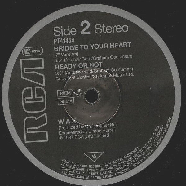 Wax (6) : Bridge To Your Heart (12", Maxi)