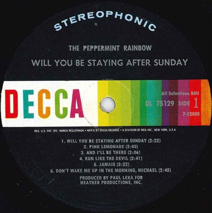 The Peppermint Rainbow : Will You Be Staying After Sunday (LP, Album, Glo)