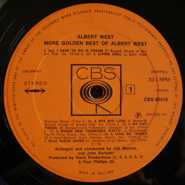 Albert West : More Golden Best Of Albert West (LP, Album)