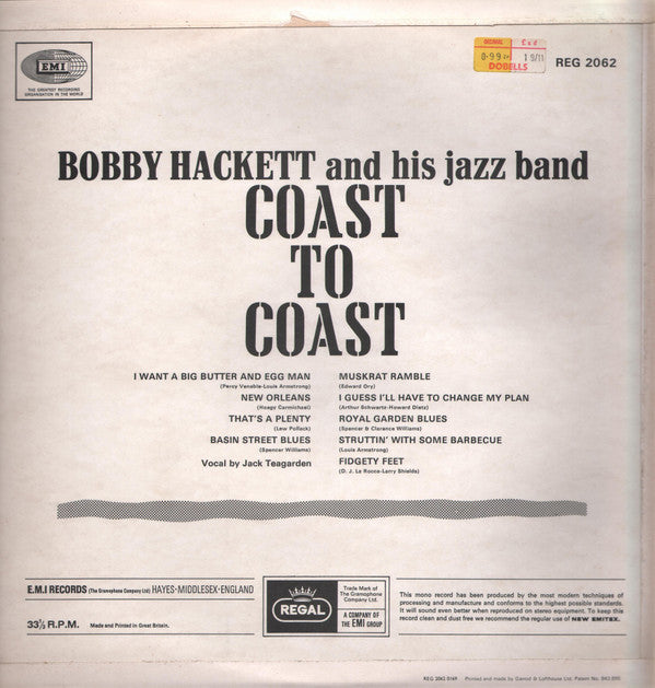 Bobby Hackett And His Jazz Band : Coast To Coast (LP, Album, Mono, RE)