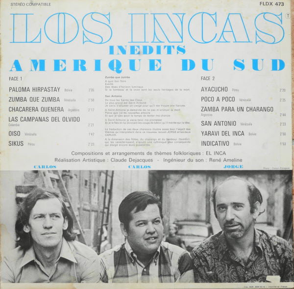 Los Incas : "Inédits", Amérique Du Sud (LP, Album)