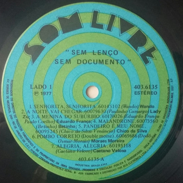 Various : Sem Lenço Sem Documento (Trilha Sonora Original Da Novela) (LP, Comp)